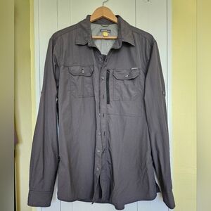 Eddie Bauer Travex Shirt Size TL (LT)  Charcoal Gray Button Up Zip Pocket
